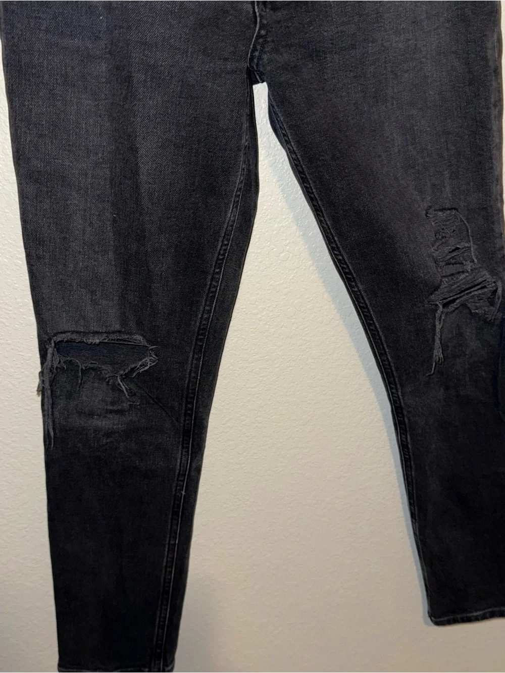 AGOLDE Nico High Rise Slim Fit Jeans Cassette Black Distressed Knee Size 26